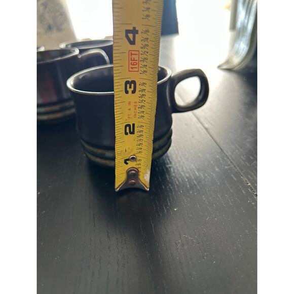 Vintage Denby Kismet Black Stoneware 5 coffee mugs, 2 bowls  1970 England - Picture 8 of 9